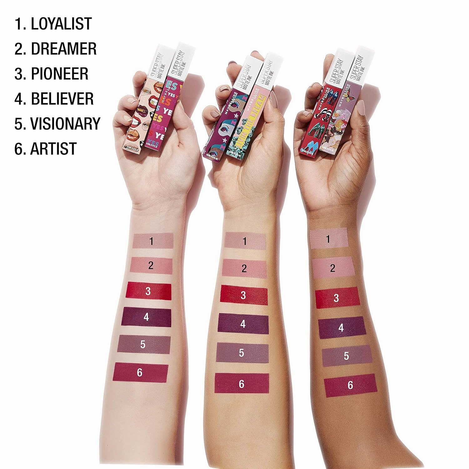 Maybelline New York SuperStay Matte Ink Liquid Lipstick X Ashley Longshore Kit, Range of 6 Shades, 6 Count