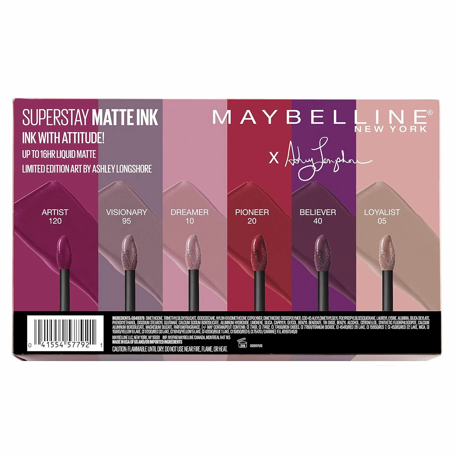 Maybelline New York SuperStay Matte Ink Liquid Lipstick X Ashley Longshore Kit, Range of 6 Shades, 6 Count