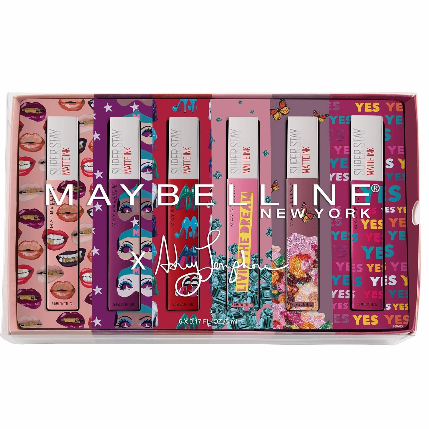 Maybelline New York SuperStay Matte Ink Liquid Lipstick X Ashley Longshore Kit, Range of 6 Shades, 6 Count