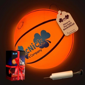 McNick Glow in The Dark Indoor Basketball Hoop, Door Hoop with Pump, Mini Hoops for Kids, Cool Room Decor (LED Glow Basket Ball)