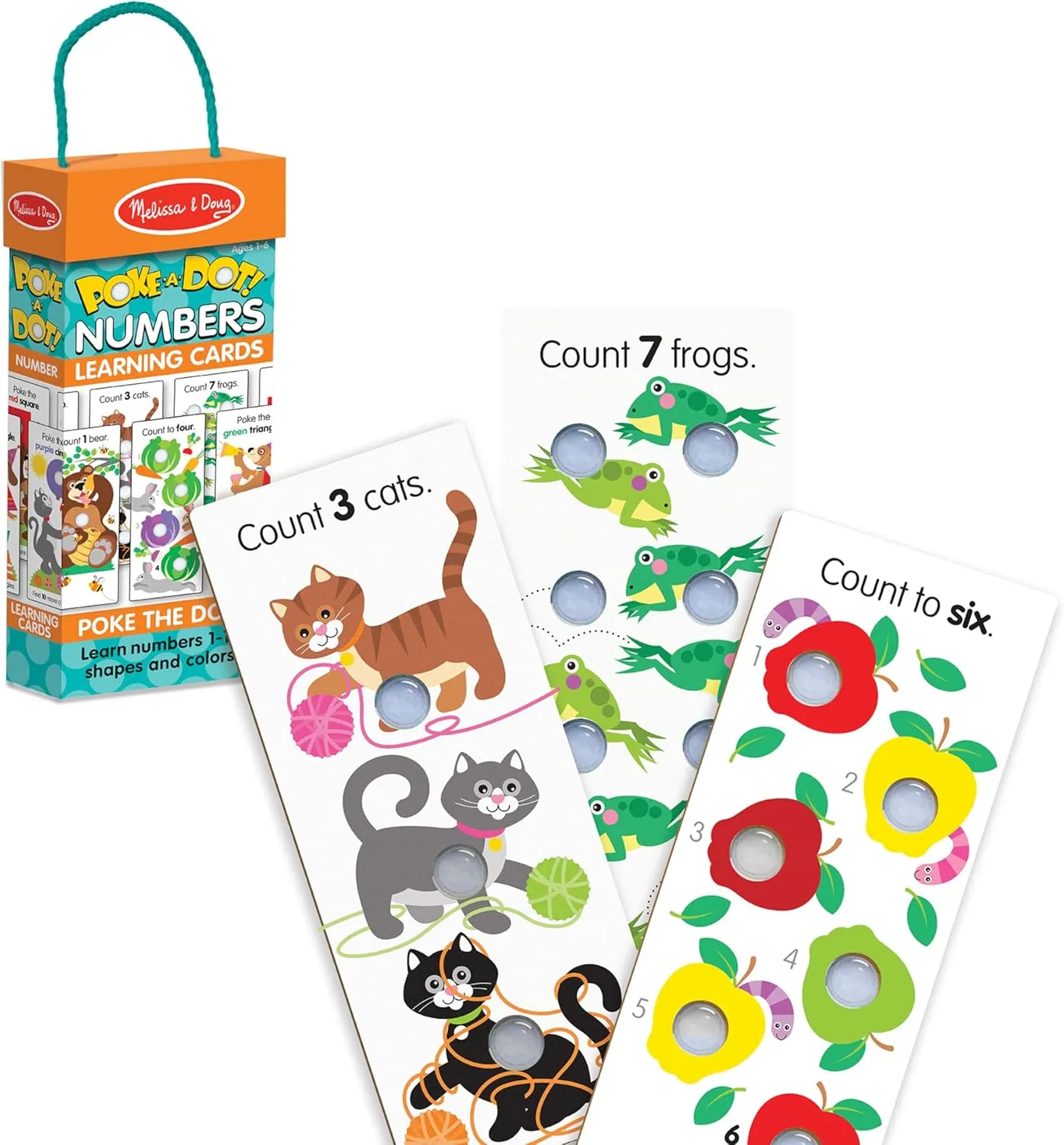Melissa & Doug Poke-A-Dot Jumbo Number Learning Cards - 13 Double-Sided Numbers, Shapes, and Colors Cards with Buttons to Pop Interactive Learning Activity For Kids
