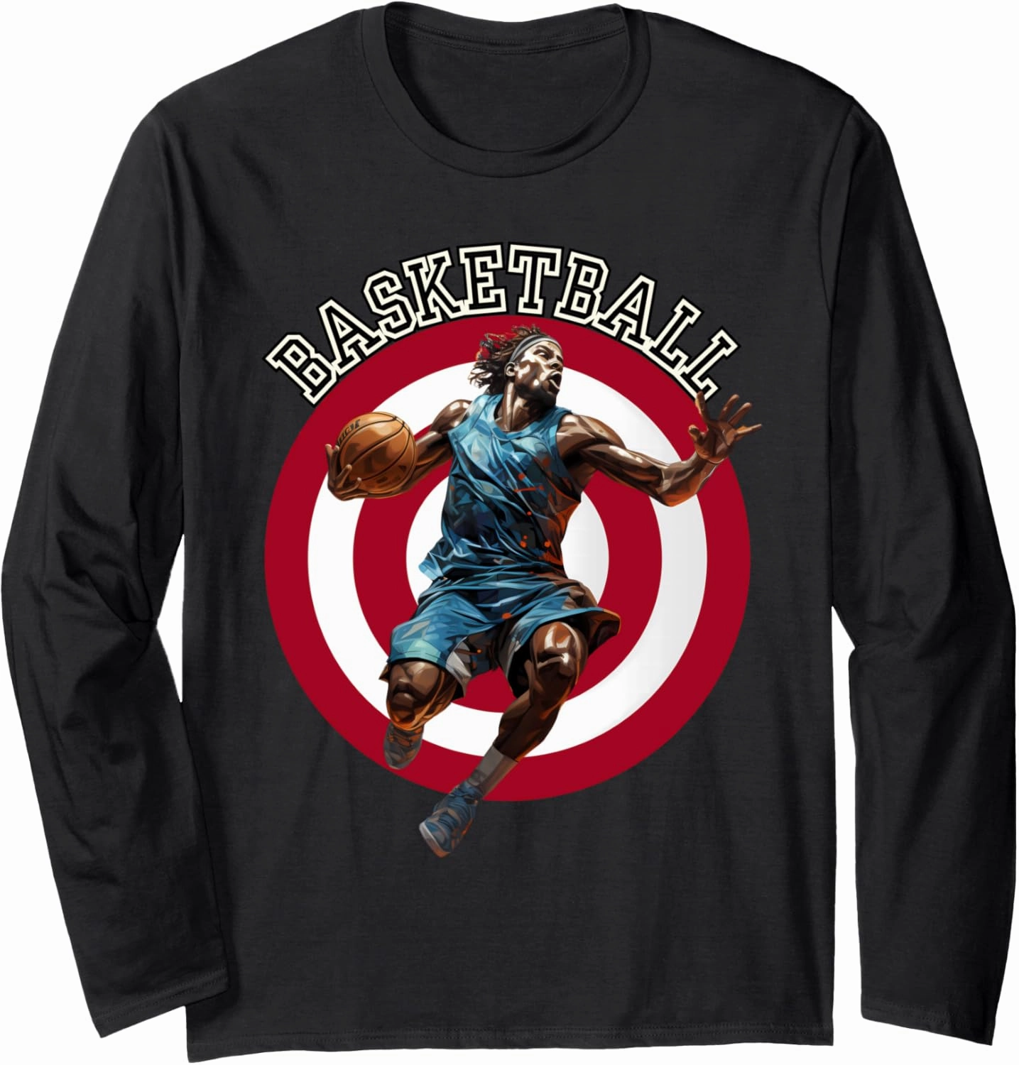 Men's Basketball Athletic Sports Graphic Slam Dunk Player Long Sleeve T-Shirt