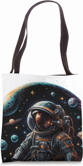 Men's Space Graphic For Father's Day Astronaut Trippy Design Tote Bag