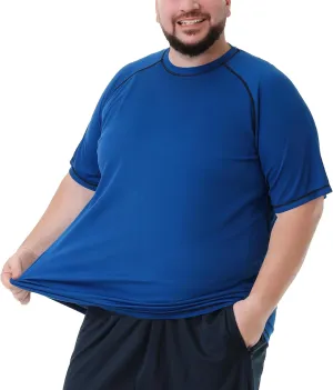 Mens Big and Tall Swim Shirt Sun Protection UPF 50  Rash Gard Quick Dry T-Shirt