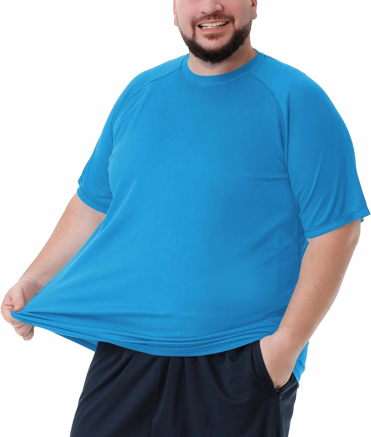 Mens Big and Tall Swim Shirt Sun Protection UPF 50  Rash Gard Quick Dry T-Shirt