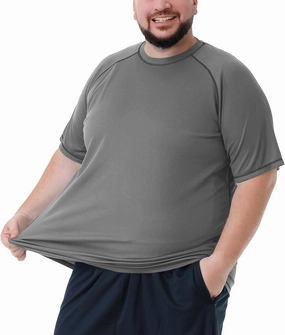 Mens Big and Tall Swim Shirt Sun Protection UPF 50  Rash Gard Quick Dry T-Shirt