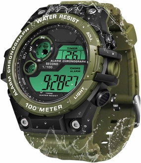 Mens Boys Swimming Watch 100m Underwater Diving Watch with Stopwatch, Chronograph, Alarm Functions, Dual Time Zone, 12/24 Hours Format