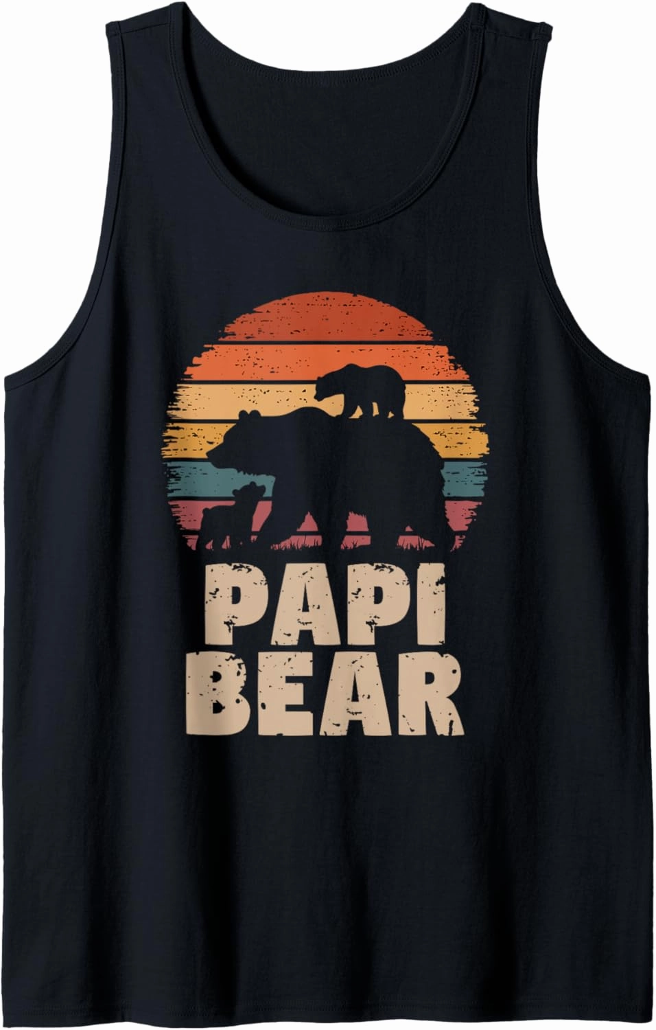 Mens Papi Bear Vintage Retro Funny Father's Day 2 Cubs Kids Tank Top