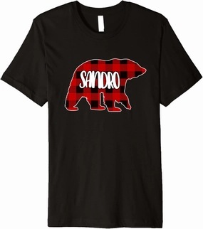 Mens Sandro Bear Custom Red Buffalo Plaid Christmas Pajama Premium T-Shirt