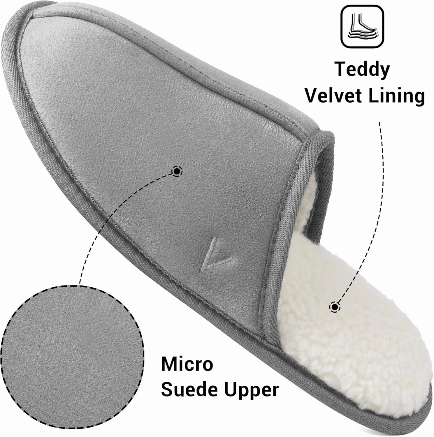 Mens Scuff Slippers Micro Suede Memory Foam Slide Clogs Slip on Indoor Outdoor House Shoes