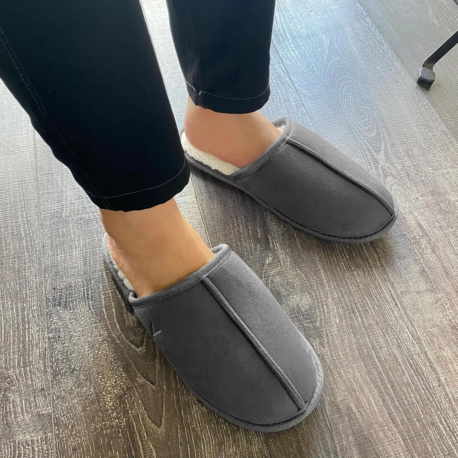 Mens Scuff Slippers Micro Suede Memory Foam Slide Clogs Slip on Indoor Outdoor House Shoes