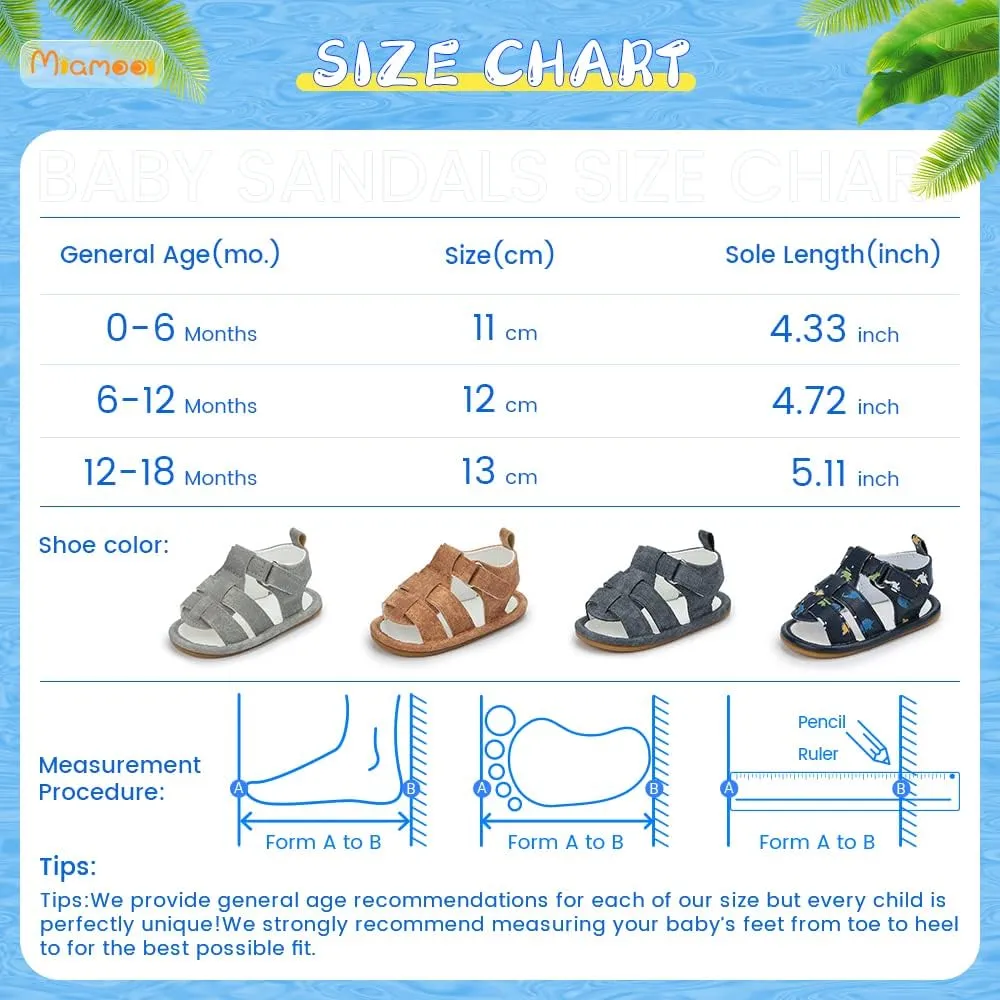 Miamooi Infant Baby Boys Girls Summer Beach Sandals Non Slip Soft Rubber Sole Toddler Outdoor Closed-Toe First Walker Shoes