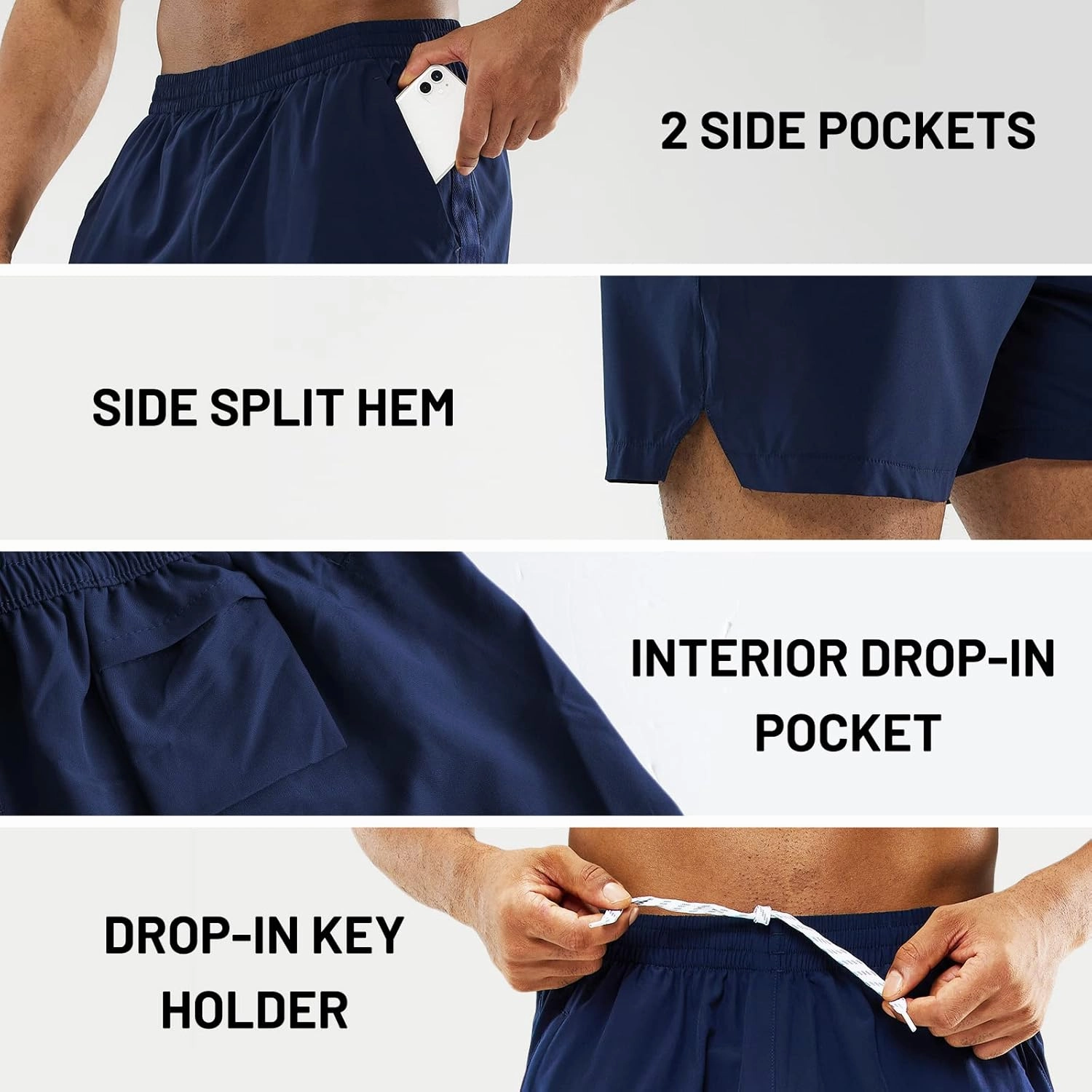MIER Men's Workout Running Shorts Quick Dry Active 5 Inches Shorts with Pockets, Lightweight, Breathable
