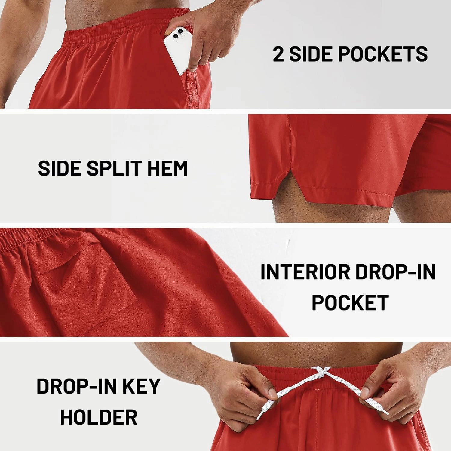 MIER Men's Workout Running Shorts Quick Dry Active 5 Inches Shorts with Pockets, Lightweight, Breathable