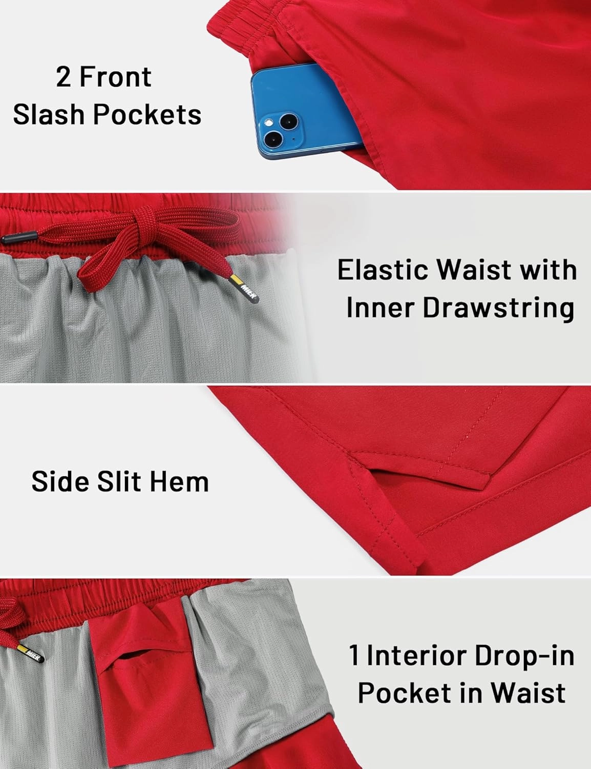 MIER Mens 3 Inch Shorts for Athletic Running Dry Fit Lightweight Workout Gym Active Shorts with Brief Liner, Pockets