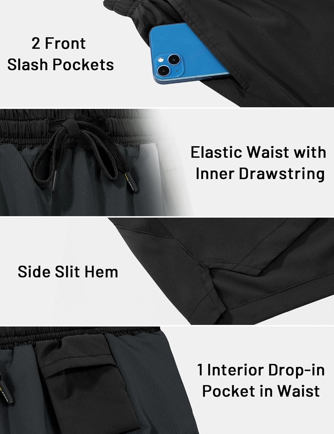 MIER Mens 3 Inch Shorts for Athletic Running Dry Fit Lightweight Workout Gym Active Shorts with Brief Liner, Pockets