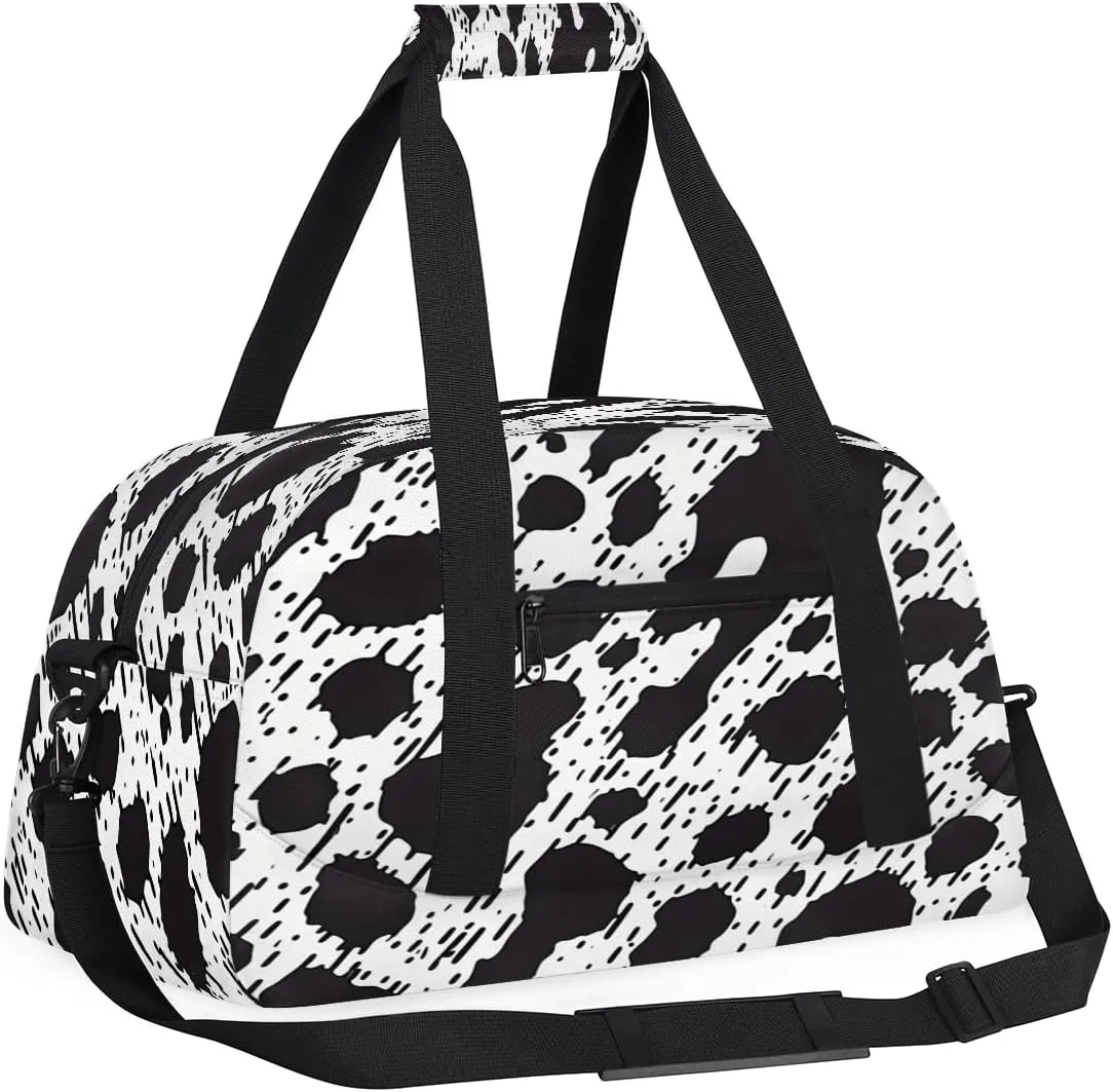 Milk Cow Print Kids Overnighter Duffel Bags for Boys, Carry-On Size Sports Gym Bag with Front Zipper Pocket for School Practice or Overnight Travel Weekender Sleepover Tote Bag
