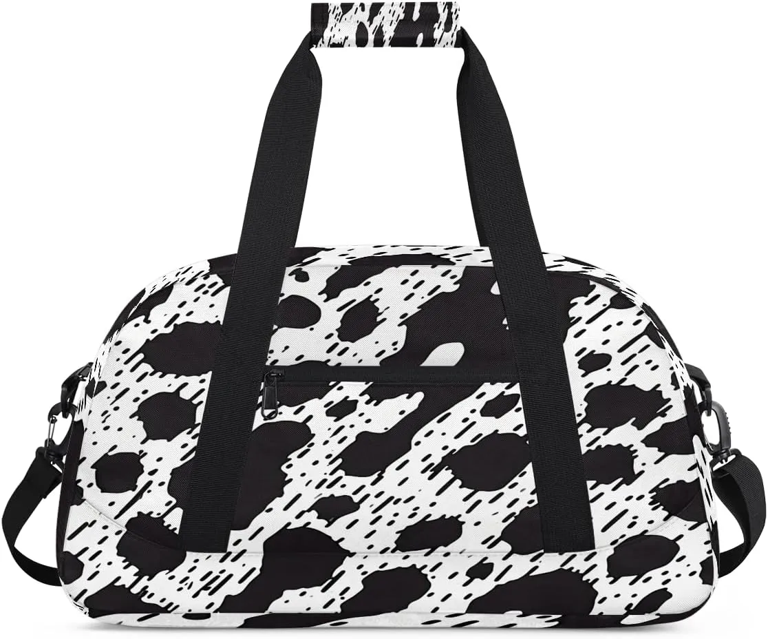 Milk Cow Print Kids Overnighter Duffel Bags for Boys, Carry-On Size Sports Gym Bag with Front Zipper Pocket for School Practice or Overnight Travel Weekender Sleepover Tote Bag