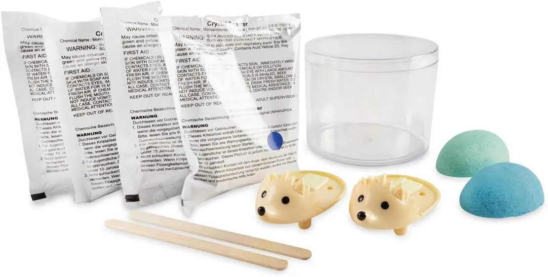 MindWare Crystal Growing Kits (Hedgehog Cool Colors) Grow Your Own Crystals Kit for Kids - Makes 2 Hedgehogs