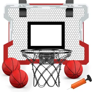 Mini Basketball Hoop Indoor, Door Basketball Hoop with 3 Balls & Inflator, Basketball Toy Gifts for Kids Boys Girls Teens Adults, Suit for Bedroom/Office/Outdoor/Pool