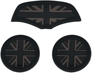 Mini F55 F56 Car Cup Coaster, Set of 3 Anti-Slip Coaster Storage Box Silicone Shockproof Mat for Mini Cooper Hatchback F55 F56 Cup Holder Car Accessories (Black Flag)