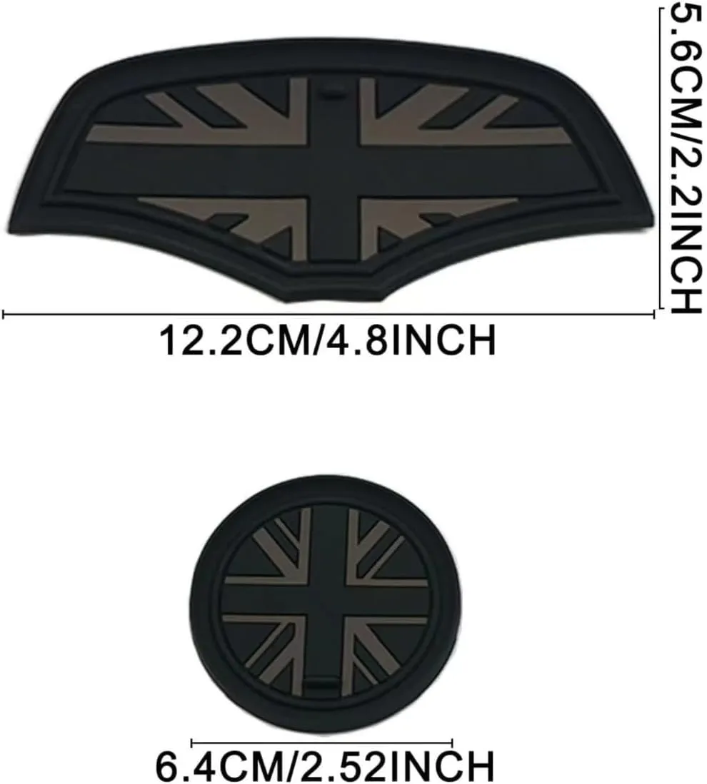 Mini F55 F56 Car Cup Coaster, Set of 3 Anti-Slip Coaster Storage Box Silicone Shockproof Mat for Mini Cooper Hatchback F55 F56 Cup Holder Car Accessories (Black Flag)