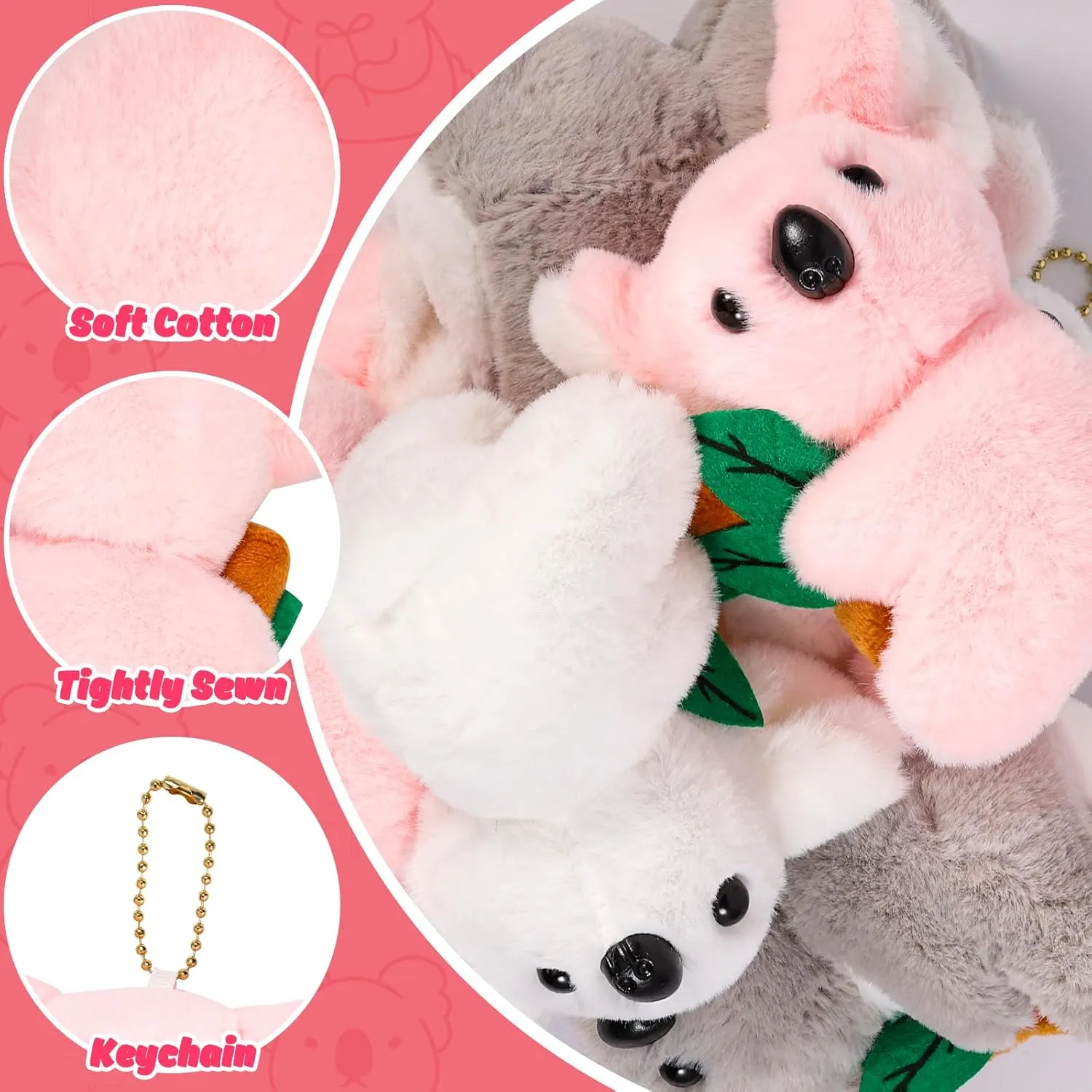 Mini Koala Bear Stuffed Animal & Plush Toy，6Pcs Koala 4.7 Inch Small Animals Decoration for Kids Party Favors Goodie Bag Stuffers Carnival Prizes Classroom Prizes Claw Machine