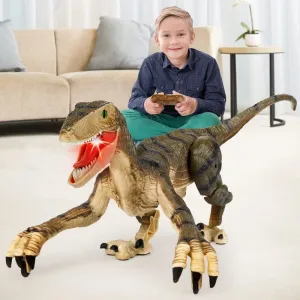 Mini Tudou Remote Control Dinosaur Toys,Electronic Walking Toys with LED Light Up&Realistic Simulation Sounds,2.4Ghz Velociraptor Robot Toys,RC Dinosaur Toy for Boys Kids Age 5 6 7 8 9