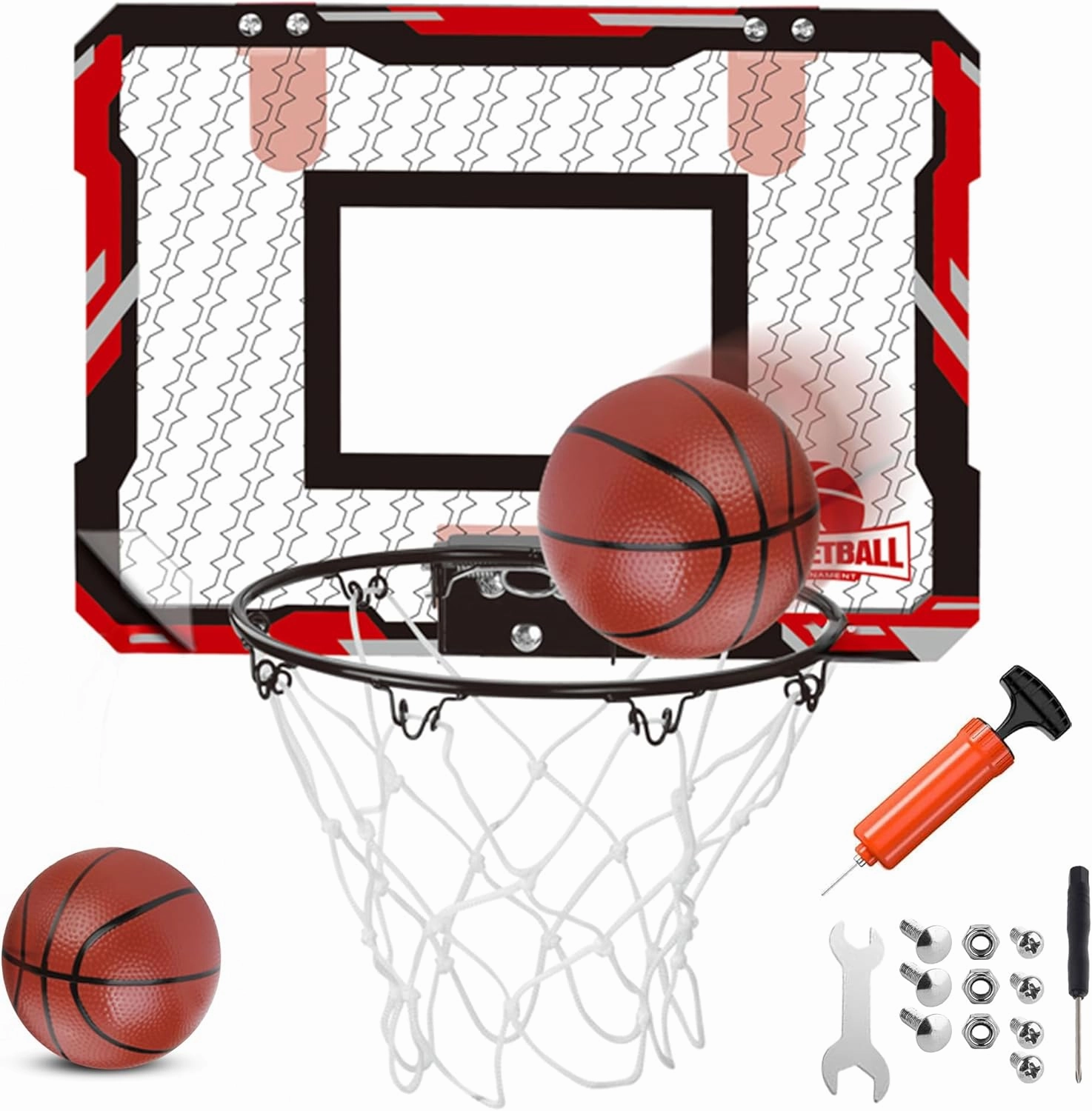 Mini Basketball Hoop with Shatterproof Backboard, Breakaway Rim, Heavy Duty Net, 5" Ball - Over-Door Mounts for Office, Dorm, Bedroom