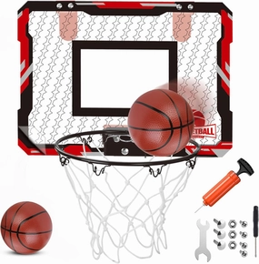 Mini Basketball Hoop with Shatterproof Backboard, Breakaway Rim, Heavy Duty Net, 5" Ball - Over-Door Mounts for Office, Dorm, Bedroom