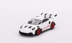 MINI GT True Scale Miniatures Model Car Compatible with Porsche 911 (992) GT3 RS White with Pyro Red Accent Package 1/64 Diecast Model Car MGT00630