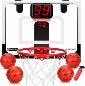 Mini Indoor Basketball Hoop for Kids 5 6 7 8 9 10 Years Old Boys,Automatic Scoring Basketball Hoop Over The Door Mini Hoop with Electronic Scoreboard & 3 Balls,Sport Toys for Gift for Boys Age 5-10