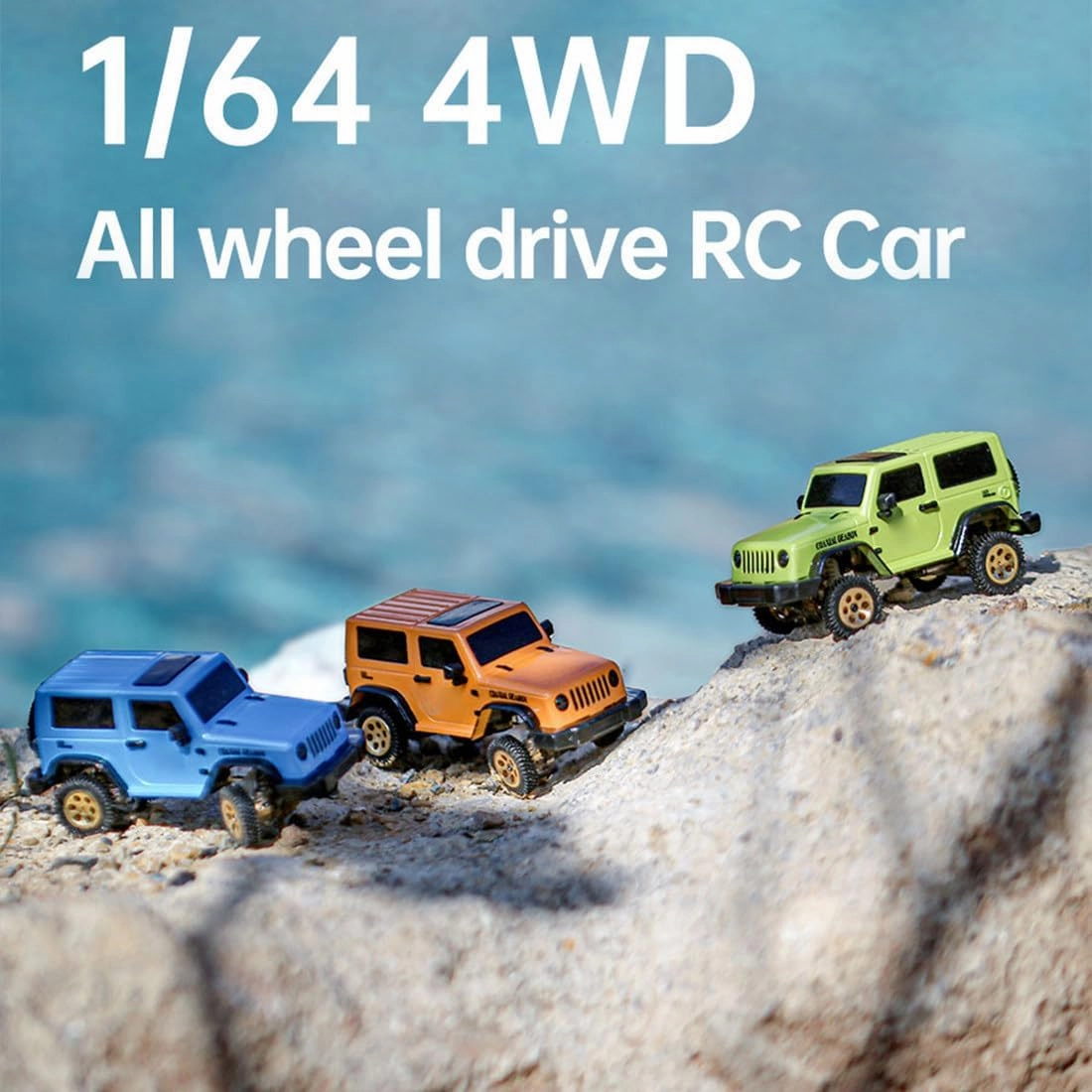 Mini RC Crawler, 1:64 Scale 2.4G Full Proportional RTR Remote Control Climbing Off-Road All-Wheel Drive Vehicle Model for Adults Teens(Standard Version/Blue)