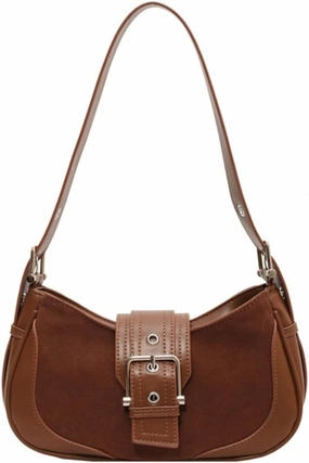 Mini Suede Shoulder Bag for Women Retro Crescent Purse Y2K Underarm Purse Hobo Handbag Crossbody Bag with Adjustable Strap