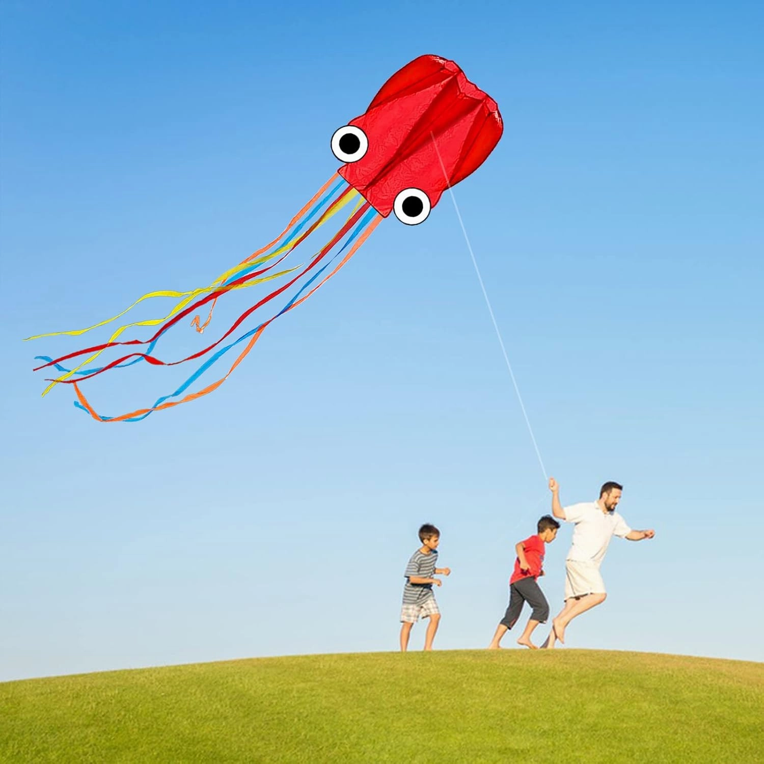 Mint's Colorful Life Octopus Kite for Kids and Adults, Large 3D Software Octopus Kites with Long Tails, Huge Easy Flyer Kites for Beach Trip Family Games and Activities