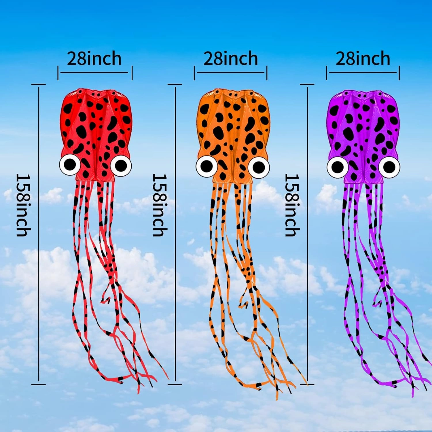 Mint's Colorful Life Octopus Kite for Kids and Adults, Large 3D Software Octopus Kites with Long Tails, Huge Easy Flyer Kites for Beach Trip Family Games and Activities