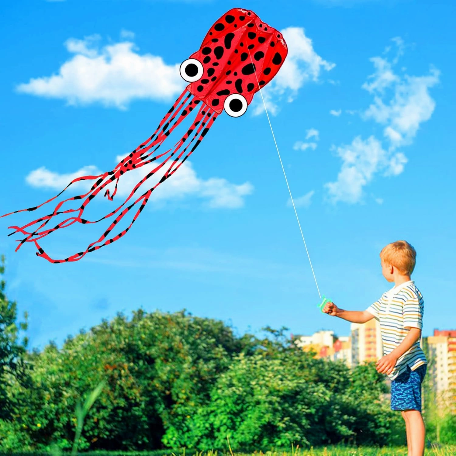 Mint's Colorful Life Octopus Kite for Kids and Adults, Large 3D Software Octopus Kites with Long Tails, Huge Easy Flyer Kites for Beach Trip Family Games and Activities