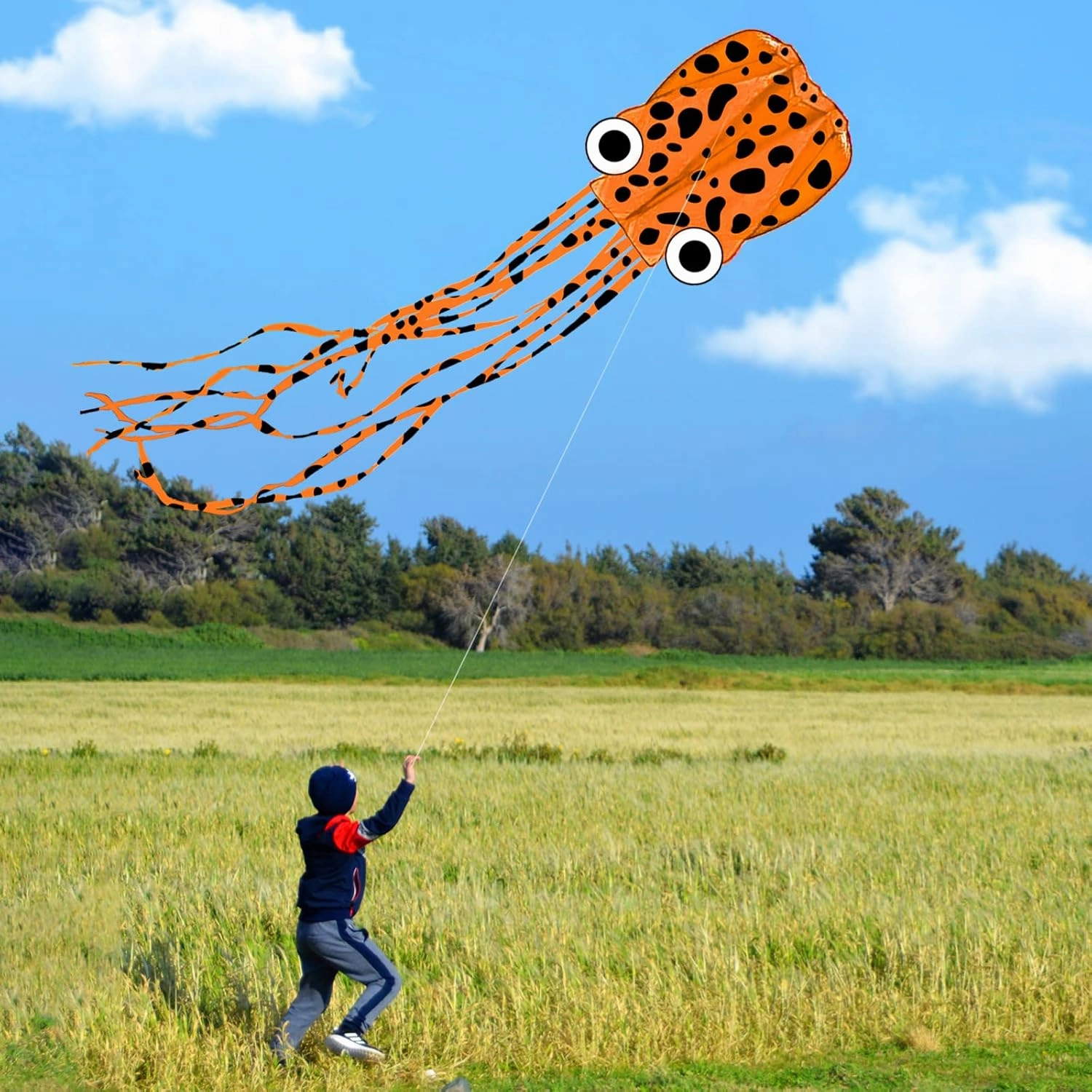 Mint's Colorful Life Octopus Kite for Kids and Adults, Large 3D Software Octopus Kites with Long Tails, Huge Easy Flyer Kites for Beach Trip Family Games and Activities