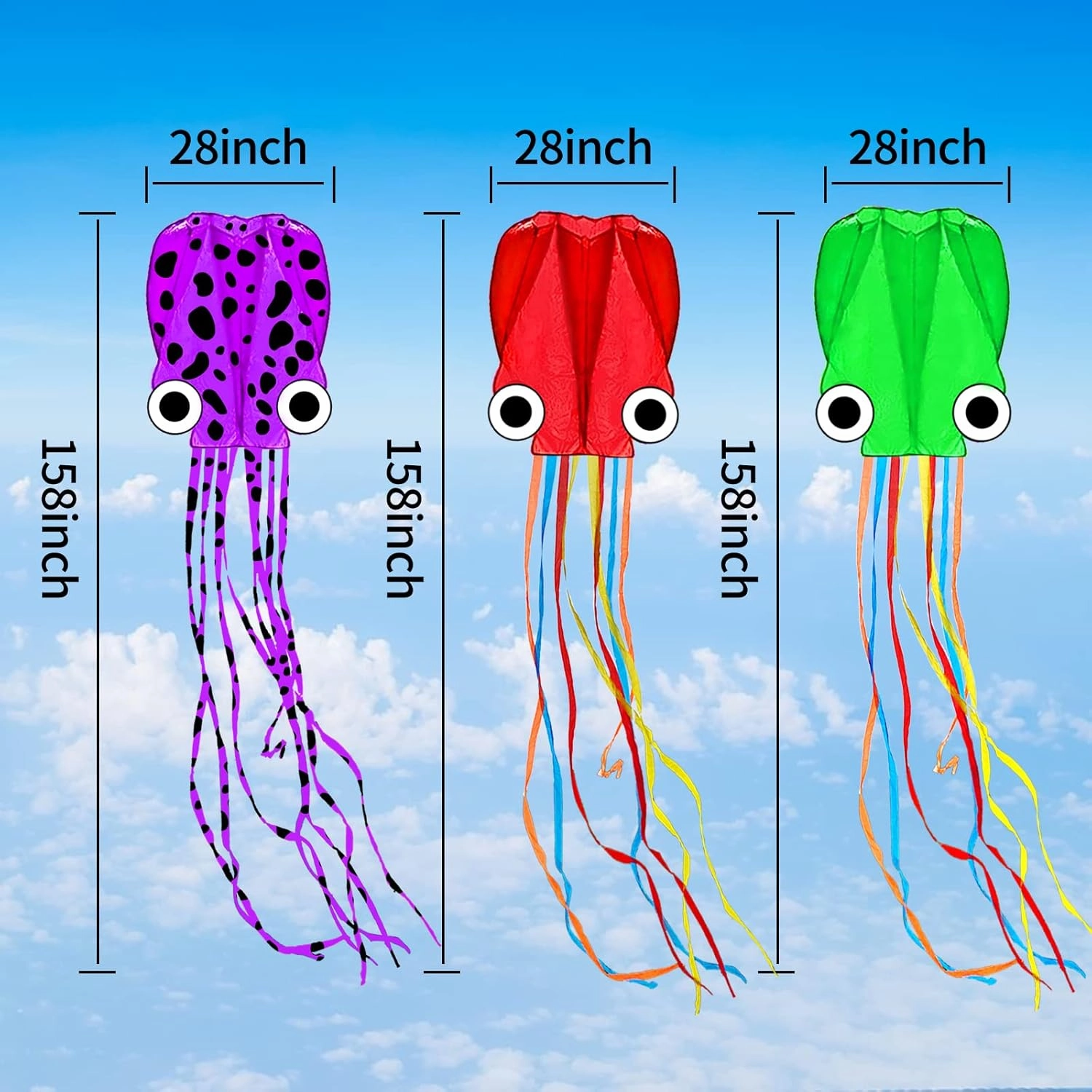 Mint's Colorful Life Octopus Kite for Kids and Adults, Large 3D Software Octopus Kites with Long Tails, Huge Easy Flyer Kites for Beach Trip Family Games and Activities