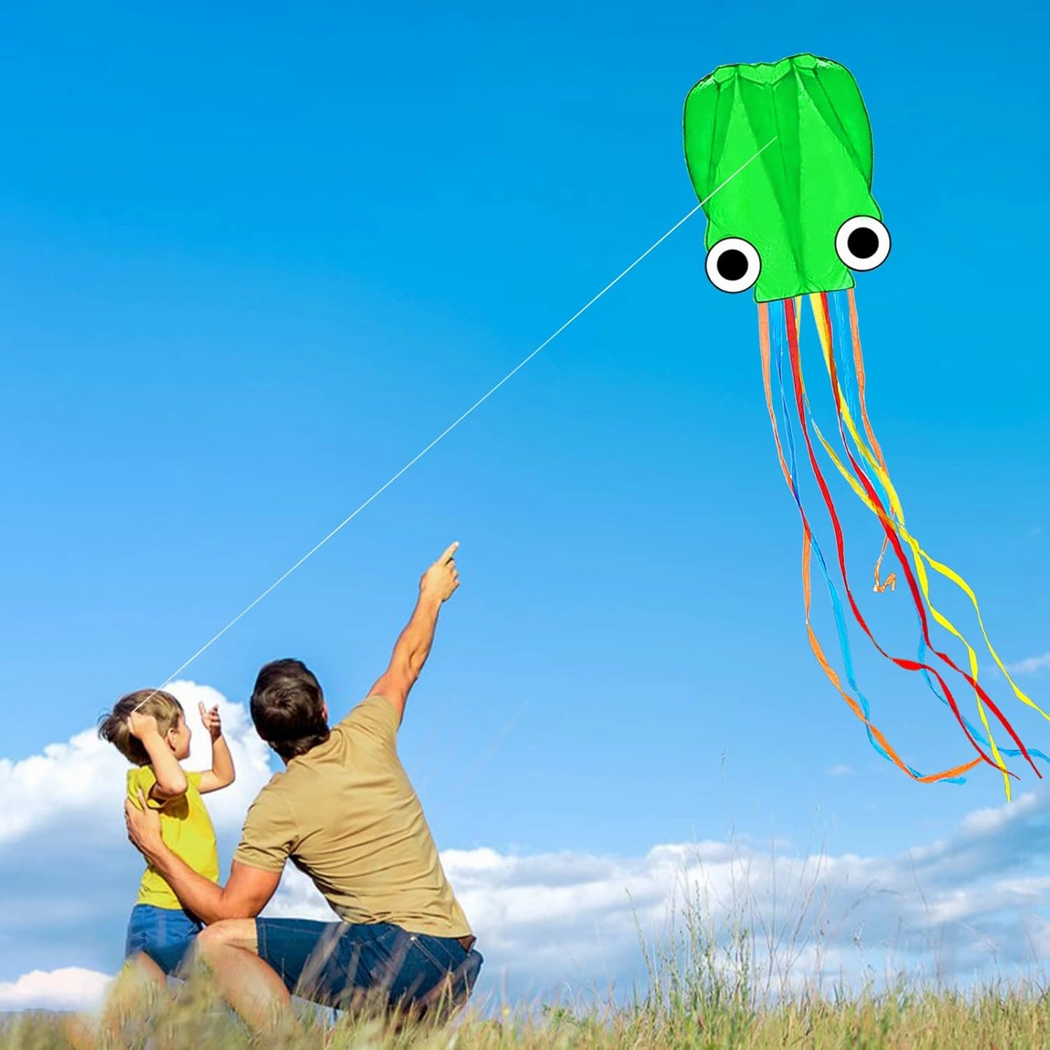 Mint's Colorful Life Octopus Kite for Kids and Adults, Large 3D Software Octopus Kites with Long Tails, Huge Easy Flyer Kites for Beach Trip Family Games and Activities