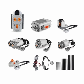 MISINI 25 Pieces Power Functions Motor Set, Science and Technology Power Motor Kit, Including 1L/2M/1 Servo Motors,Remote Control Battery Box Extension Cord Switch Receiver,Compatible With Major Brand