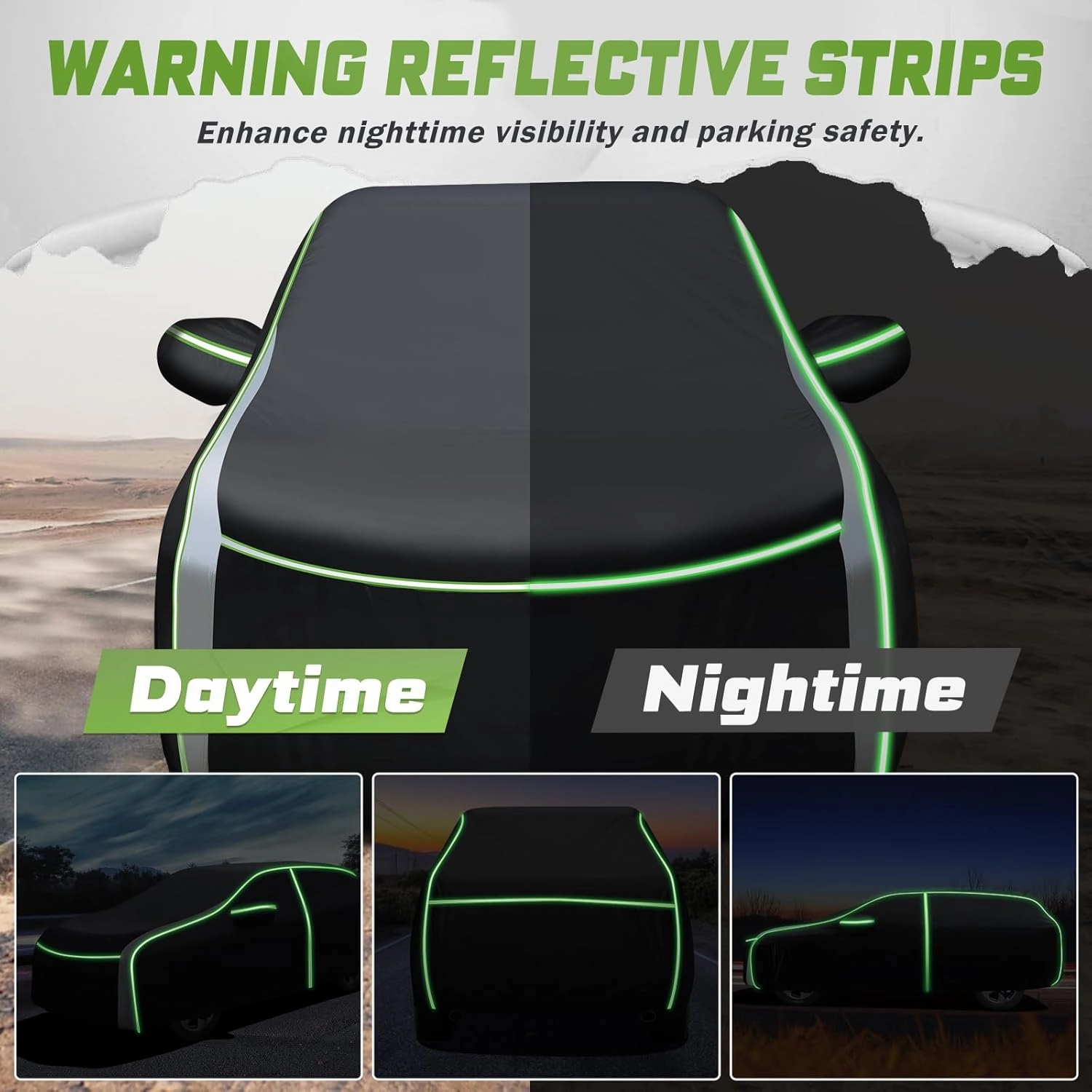 Mixsuper Liner Car Cover for Chrysler Pacifica 1999-2025, Waterproof Car Cover Accessories for Pacifica with Zipper Door, Windproof Straps, Reflective Strips, Anti-UV, All Weather