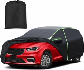 Mixsuper Liner Car Cover for Chrysler Pacifica 1999-2025, Waterproof Car Cover Accessories for Pacifica with Zipper Door, Windproof Straps, Reflective Strips, Anti-UV, All Weather
