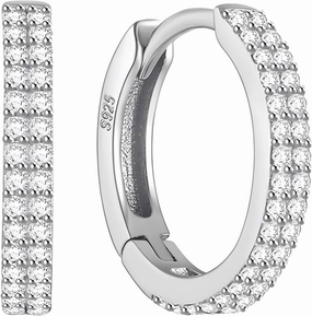 Moissanite Hoop Earrings, 1.0ct D Color Round Cut Lab Created Diamond in Sterling Silver Huggie Earrings Earrings for Women Gifts,Ideal Gifts for Any Occasion