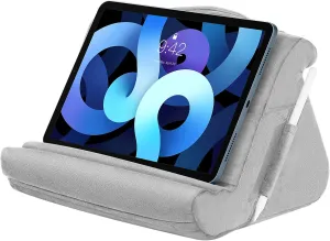 MoKo Tablet Pillow Stand, Soft Tablet Cushion Stand, with Multiple Viewing Angles and Storage Pocket, Fit with iPad 10.2 2021/iPad Air 5/4/3/iPad Pro 11/12.9 2022, iPad 10th,Galaxy Tab, iPhone, Gray