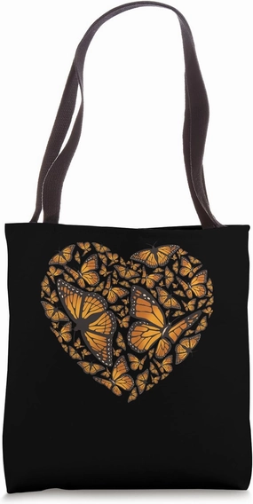 Monarch Butterflies Heart Pattern Tee Lovely Tote Bag