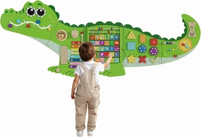 Montessori Sensory Wall Panel for Kids – 60'' Crocodile Busy Board Wall, Activity Wall Panels for Toddlers, Interactive Montessori Busy Board for Sensory Play and Early Learning