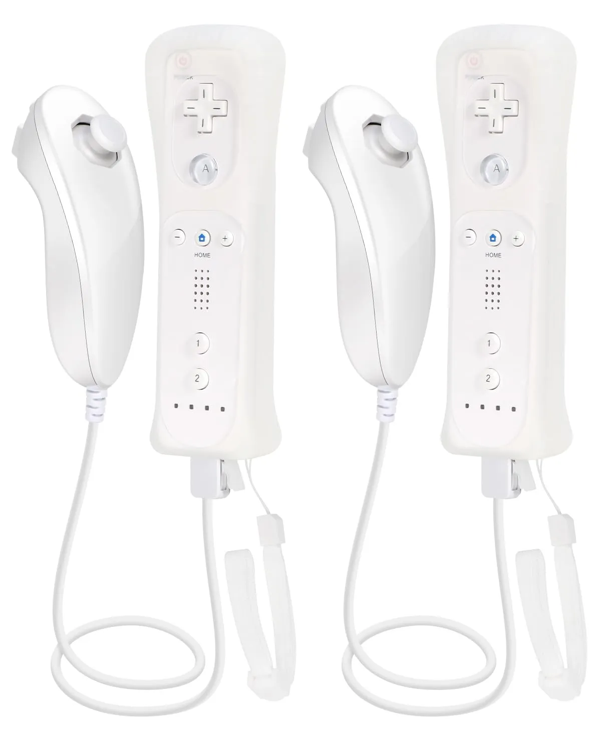 Motion-Sensing Remote Controller with Nunchunk for Wii and Wii U Games - Controller for Wii Remotes - Wii Controller with Nunchunk - Set of 2