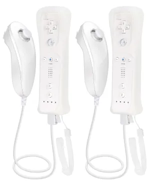 Motion-Sensing Remote Controller with Nunchunk for Wii and Wii U Games - Controller for Wii Remotes - Wii Controller with Nunchunk - Set of 2