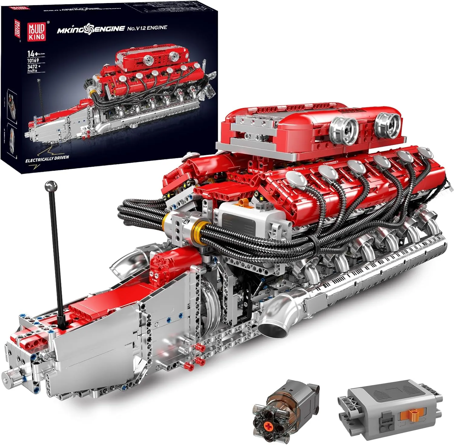Mould King 10169 V12 Engine Model Kit That Works - Build Your Own MOC V12 Engine Model Toy, 12-Cylinder Petrol Car Engine Replica Model Collectable Engineering Toys for Adults (3472 PCS)